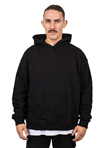 Blackskies Bluza z kapturem oversize, ciężka bluza z kapturem, streetwear, luksusowa bluza męska i damska, czarny, XXL