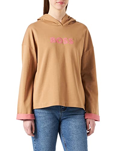 BOSS Damska bluza z kapturem C_enjola, Średni beżowy260, XL