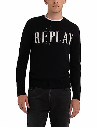 Replay Sweter męski, 098 BLACK, XXL