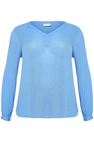 Kaffe Curve Plus Size Damska bluzka z długim rękawem V-Neck Regular Fit Rounded Hem, Regatta, 48/du?y rozmiar