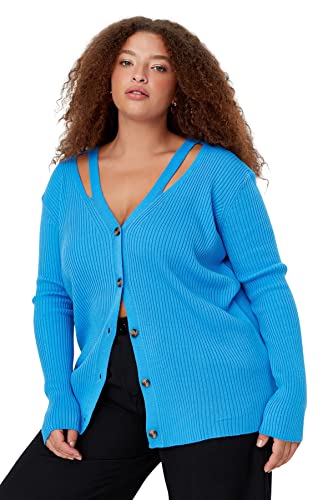 Trendyol Kardigan plus size - niebieski - regularny, NIEBIESKI, 3XL