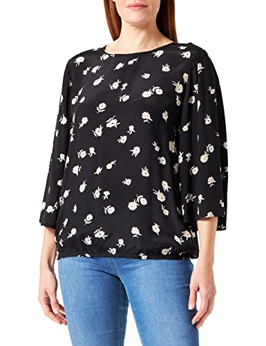 KAFFE Damska bluzka 3/4 Sleeve Regular fit KAobina Bluzka, Czarny/Antyczny Kwiat Nadruk, 32
