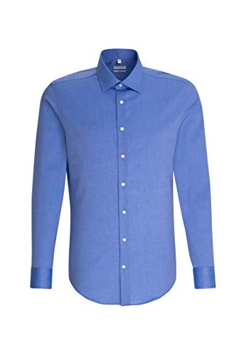 Seidensticker Męska koszula o kroju slim fit z długim rękawem, średni niebieski, 40