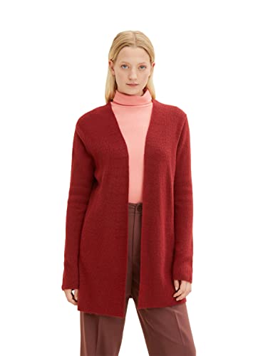 TOM TAILOR Damski Kardigan z dzianiny 1034465, 27785 - Dark Maroon Red Melange, S