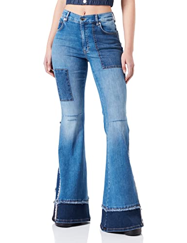 Love Moschino Damskie Spodnie Casual, M Niebieski Denim, 30