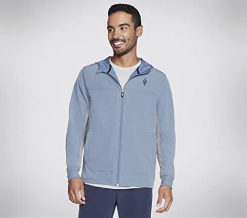 Skechers Męska kurtka z kapturem SKECHWEAVE premium, niebieski (Smoke Blue), rozmiar L