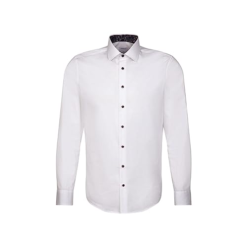 Seidensticker Męska koszula slim fit z długim rękawem, biały, 41