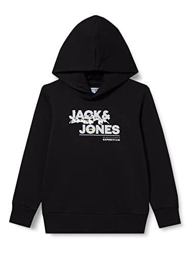 JACK&JONES JUNIOR Chłopięca bluza z kapturem Jcohunter Sweat Hood Jnr, czarny, 128