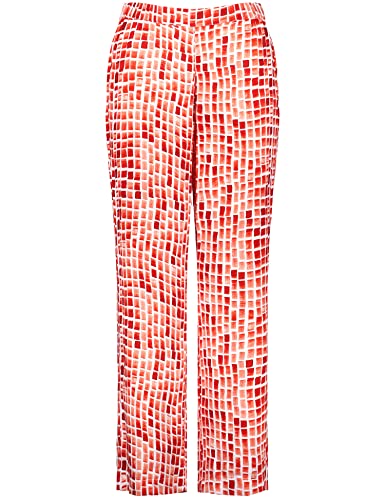 Samoon Damskie spodnie Carlotta na czas wolny, Strawberry Red Wzorzysty, 44 PL