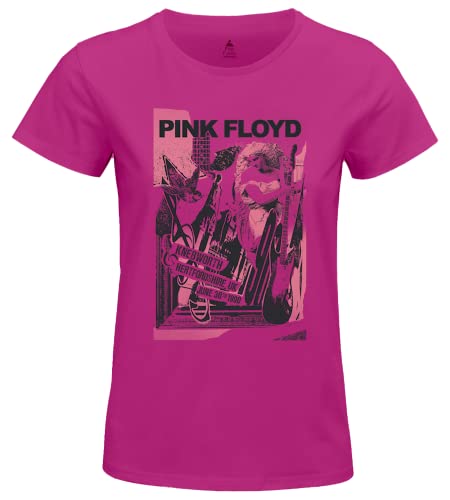 bawełniany podział t-shirt damski, fuksja, S