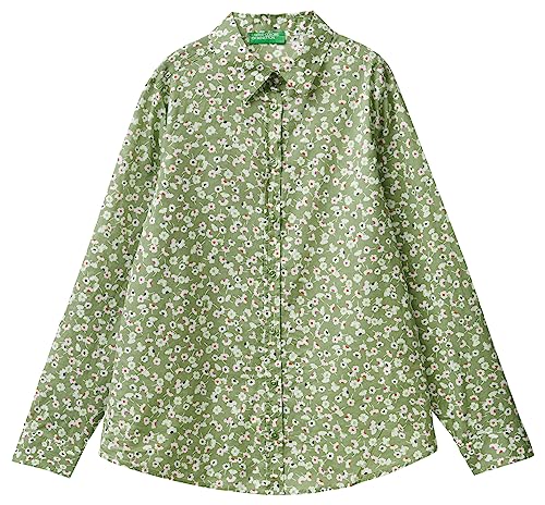 United Colors of Benetton Koszula damska, jasnozielony z kwiatowym wzorem 78r, XS