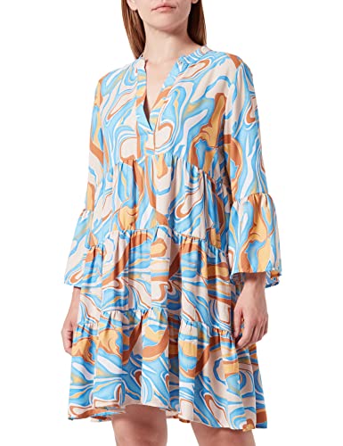 ONLY Damska sukienka ONLELLA Athena 3/4 V-Neck Dress WVN, Cloud Dancer/Aop: wielokolorowa, L, Cloud Dancer/Aop: multi Color Art, L