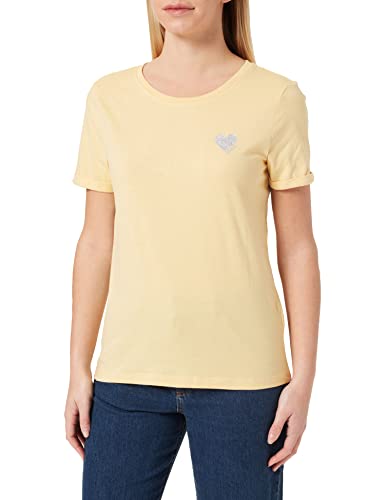 ONLY Onlkita S/S Logo Top Noos T-shirt damski, Straw/nadruk: srebrne błyszczące serce, XL