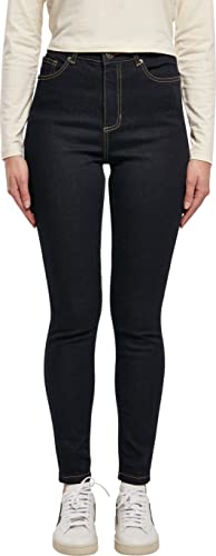 Urban Classics Damskie dżinsy Organic High Waist Skinny, dżinsy damskie o kroju slim fit, z bawełny organicznej, dostępne w dwóch kolorach, rozmiary 26-34, dark blue raw, 28