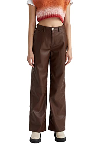 DeFacto Damskie spodnie do biegania z dzianiny na co dzień – standardowy krój, spodnie do joggingu, damskie spodnie do joggingu, dres do joggingu, brązowy, 38