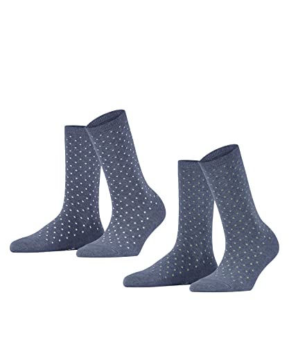 ESPRIT Damskie skarpety Fine Dot, 2 sztuki, bawełna biologiczna, wzmocnione skarpety damskie ze wzorem, oddychające, kolorowe kropki, 2 pary skarpetek, niebieskie (Light Denim 660), 39-42 (2 sztuki)