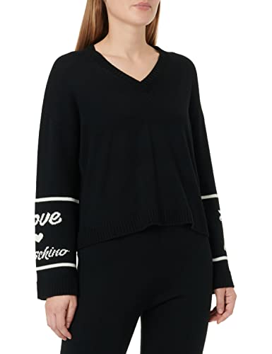 Love Moschino Damski sweter z dekoltem w serek, czarny, 42
