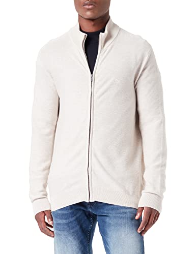 MUSTANG Męska kurtka z dzianiny Edgar Zip Cardigan, Bros Beige 2077, L
