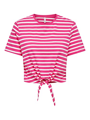 ONLY Kobiety ONLMAY S/S Short Knot TOP Box JRS T-Shirt, Shocking Pink, S, Shocking Pink, S