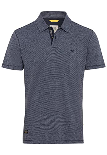 camel active Męska koszulka polo z krótkim rękawem z małymi paskami, niebieski, XL