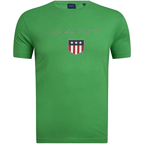GANT Męski t-shirt Shield SS, MID Green, standardowy, Mid Green, XXL