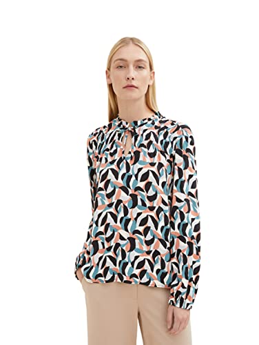 TOM TAILOR Damski Bluzka z falbankami 1034030, 30666 - Big Abstract Shapes Design, 46