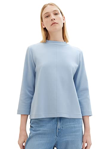 T-shirt damski TOM TAILOR z rękawami 3/4 i stójką, 26320-niebieski stonington, M