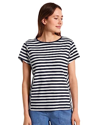 Cecil Damska koszulka z krótkim rękawem w paski, Deep Blue, M