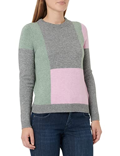 ONLY Damski sweter ONLBLOCK L/S EX KNT Pulower, średni szary melanż/szczegóły: chiński zielony melanż/szary melanż, M, Medium Grey Melange/Szczegóły: zielony melanż/Strawberry Moon Melange, M