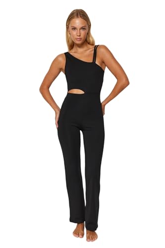 Trendyol Kombinezon damski jednokolorowy z dzianiny, Czarny, S