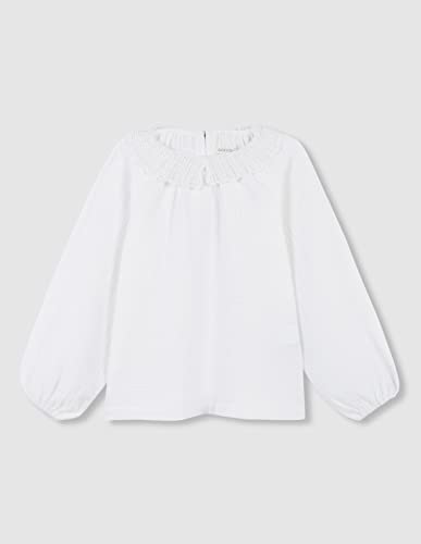 Gocco Dziewczęca bluzka z kołnierzykiem, biała, 5-6 lat, Off-White, 5-6 lat