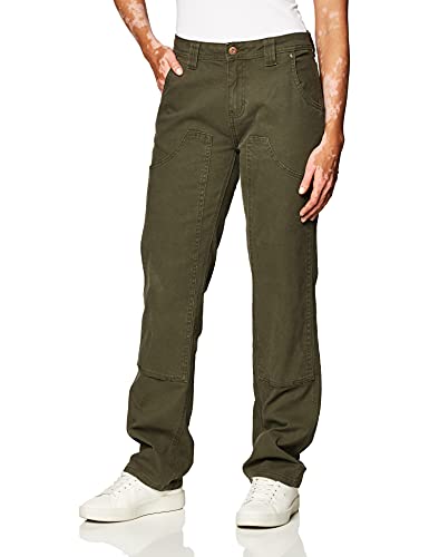 Dickies Damskie spodnie stolarskie ze stretchem z podwójnym przodem, Płukany zielony mech, 46