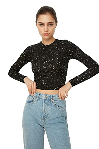 Trendyol Damska bluza z czarną kropką, M (DE)