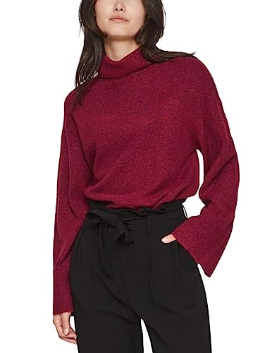 Vila Damski sweter z dzianiny z golfem, Beet Red, M