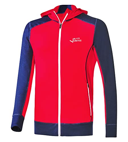 Black Crevice Męska kurtka z kapturem z merynosów, wysokiej jakości kurtka z merynosów, z 70% wełny merynosów i 30% PES, regulująca temperaturę bluza z kapturem z merynosów, sweter z merynosów, bez