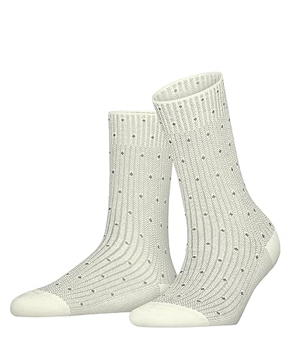 FALKE Damskie skarpety Rib Dot z ekologicznej bawełny, cienkie wzory, 1 para, biały (Woolwhite 2060), 42 EU
