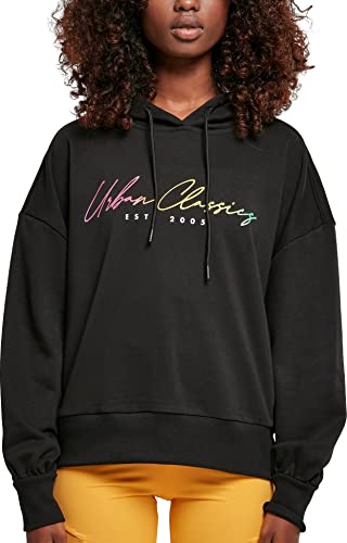 Urban Classics Damska bluza z kapturem oversized Rainbow Hoody, czarna, S