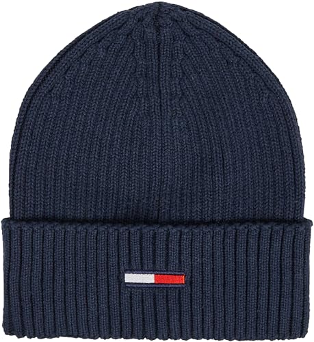 Tommy Jeans Męska czapka z dzianiny TJM Flag Rib Beanie, Ciemna granatowa, Rozmiar uniwersalny