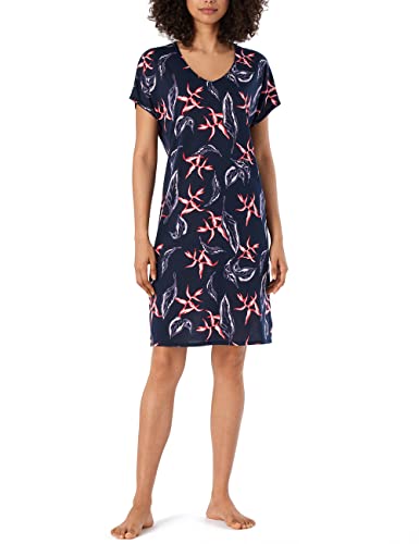 Schiesser Damska Koszulka z Rękawem 1/2, 95 Cm, Koszula Nocna, Ciemnoniebieska, Kwiatowa, 38, Ciemnoniebieski Kwiatowy