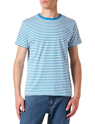 GANT Męski T-shirt w paski, niebieski (Day Blue), standardowy, Day Blue, S