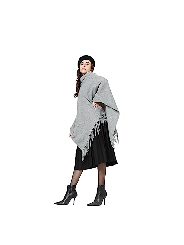 VERO MODA Damskie ponczo Vmkleo Rep Noos, Medium Grey Melange, rozmiar uniwersalny UE, Medium Grey Melange, rozmiar uniwersalny