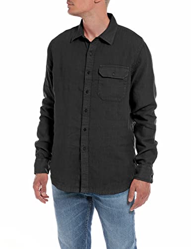 Replay Męska koszula M4082A, 998 Blackboard, XL, 998 Blackboard, XL