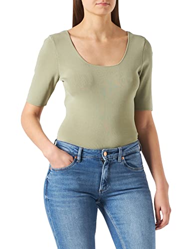 s.Oliver BLACK LABEL Damski sweter z krótkim rękawem, zielony (Tannengrün), 48