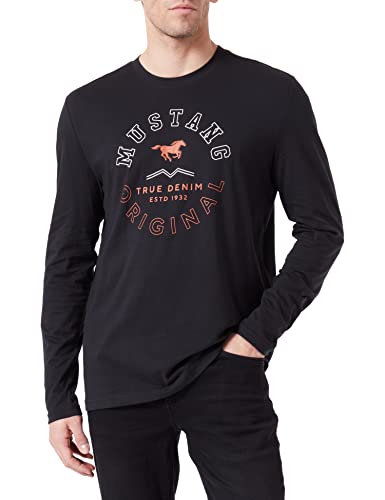 MUSTANG Męski T-shirt Adrian C Print, Black Beauty 4185, XL