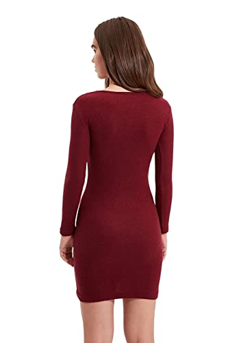 Trendyol Damska sukienka mini bodycon, bordowa, S, Burgund, S