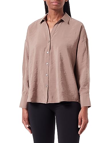 VERO MODA Koszula damska VMQUEENY L/S Oversized Shirt EXP GA, Brown Lentil, S