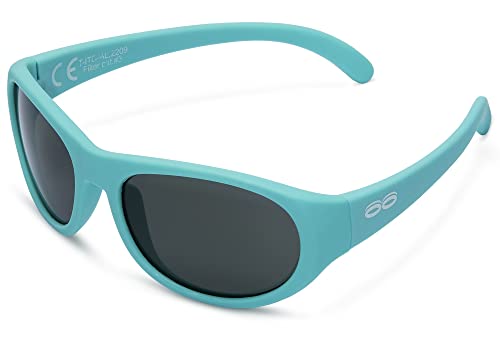 Okulary Przeciwsłoneczne ITOOTI Active Dla Dzieci, 7-12 Lat, Seledynowe Gumowe Oprawki, Zielone Soczewki Polycarbon, UV400, Cat #3, CE