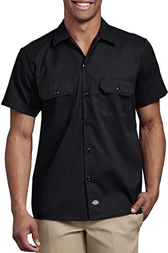 Dickies Męska koszula robocza z krótkim rękawem Flex Slim Fit, Czarny, XL