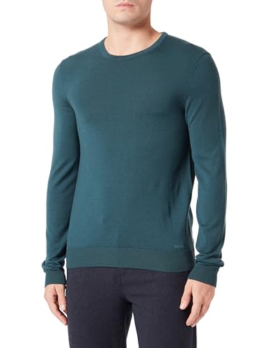 HUGO Sweter męski z dzianiny, Dark Green302, S