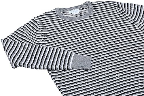 Blonda Damski sweter w paski, luźny, ciepły sweter z dzianiny z okrągłym dekoltem, szary, rozmiar XS/S, szary, XS